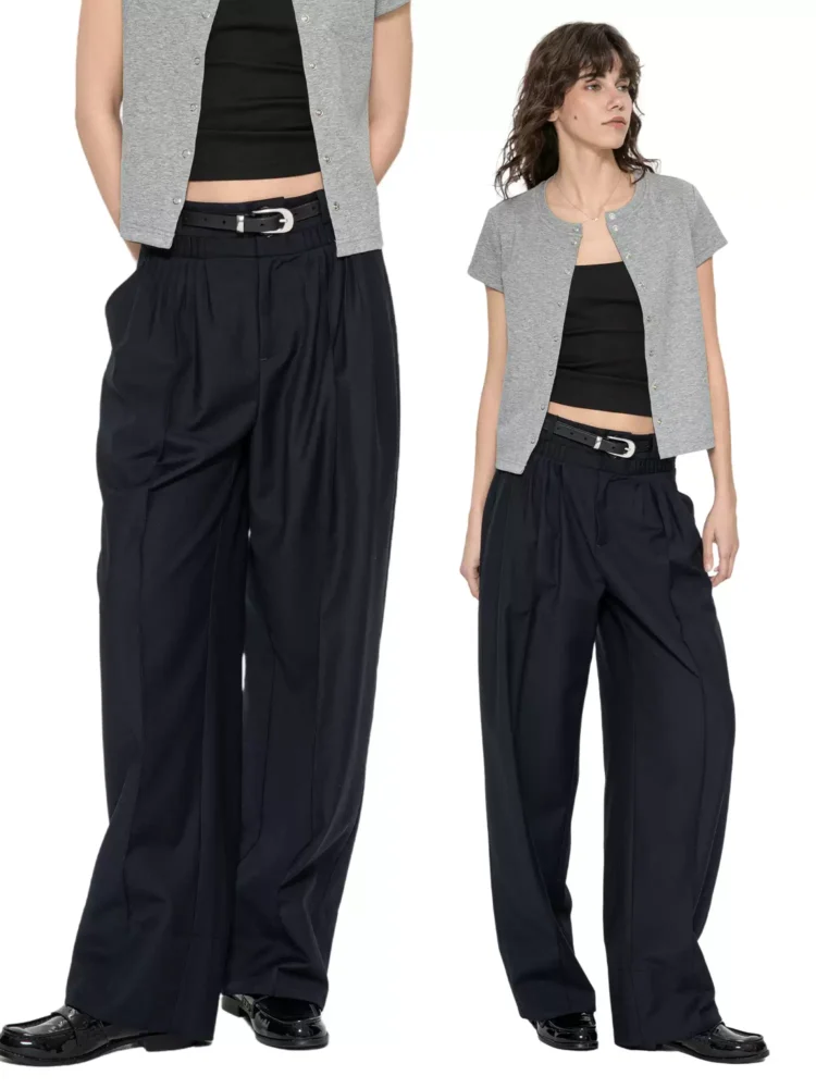 Pleated dress pants for women's casual trousers