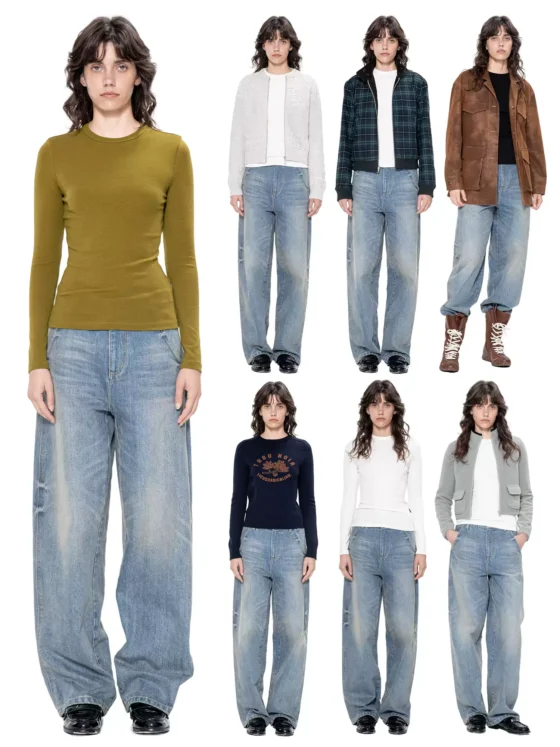New heavy-washed hand-pleated jeans