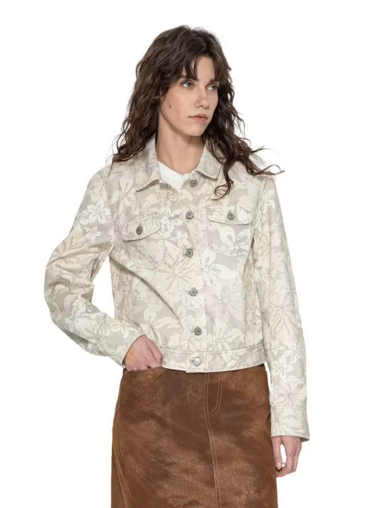 New printed work jacket lapel