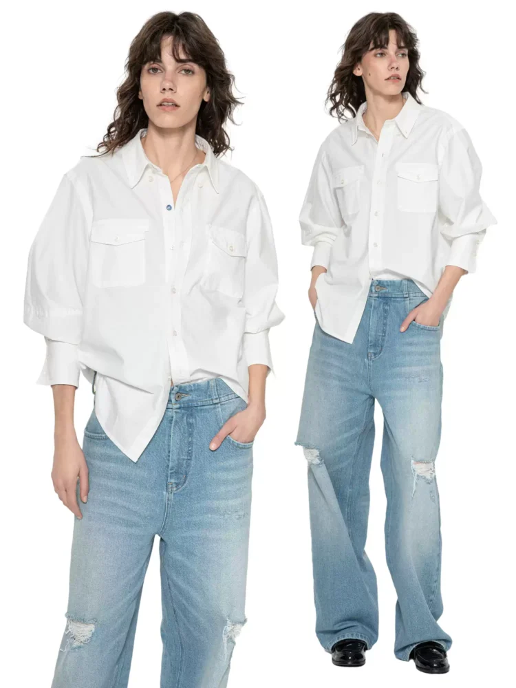 New classic loose French shirt