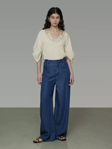 Laid-back styled collared top shirt