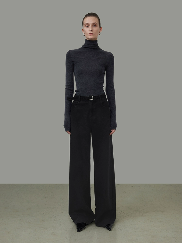 Retro mid-waist washed jeans for women