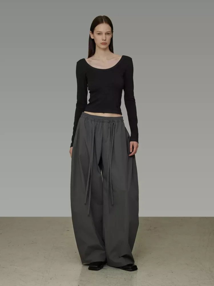 High-waisted lace-up wide-leg pants for women