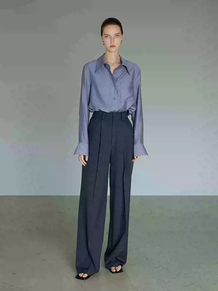 Commuter long wide-leg pants straight leg