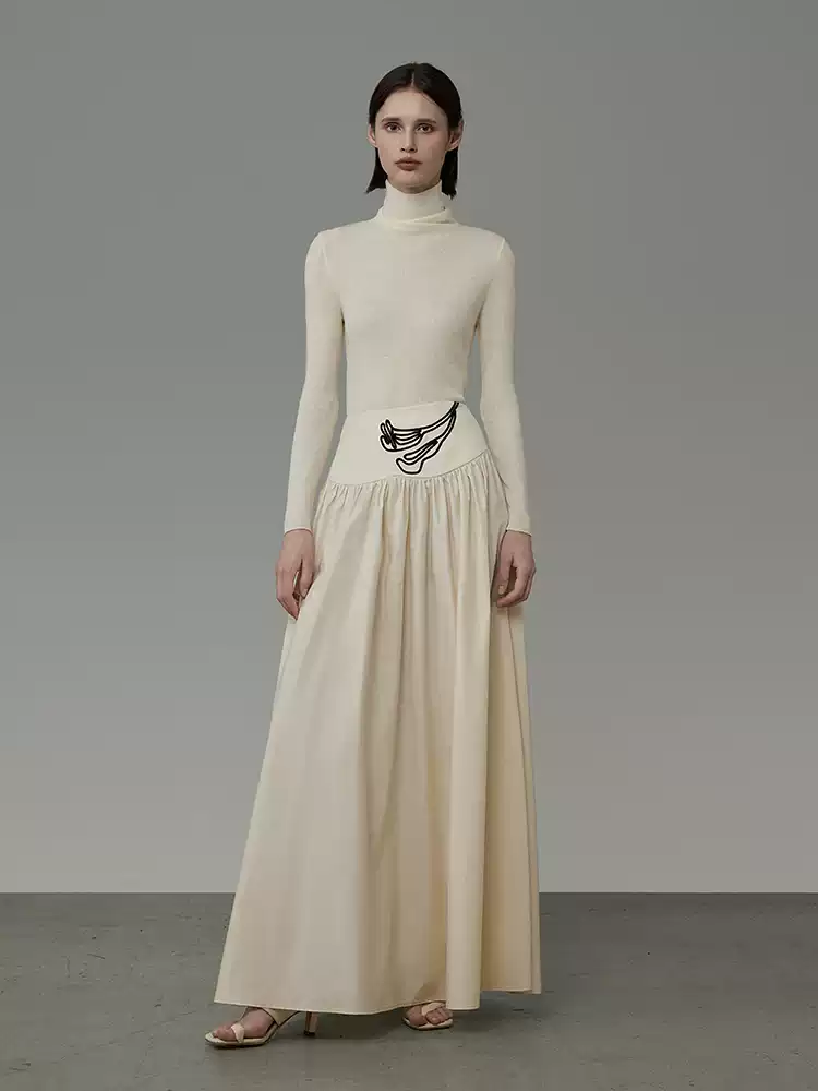 Calla lily embroidered skirt