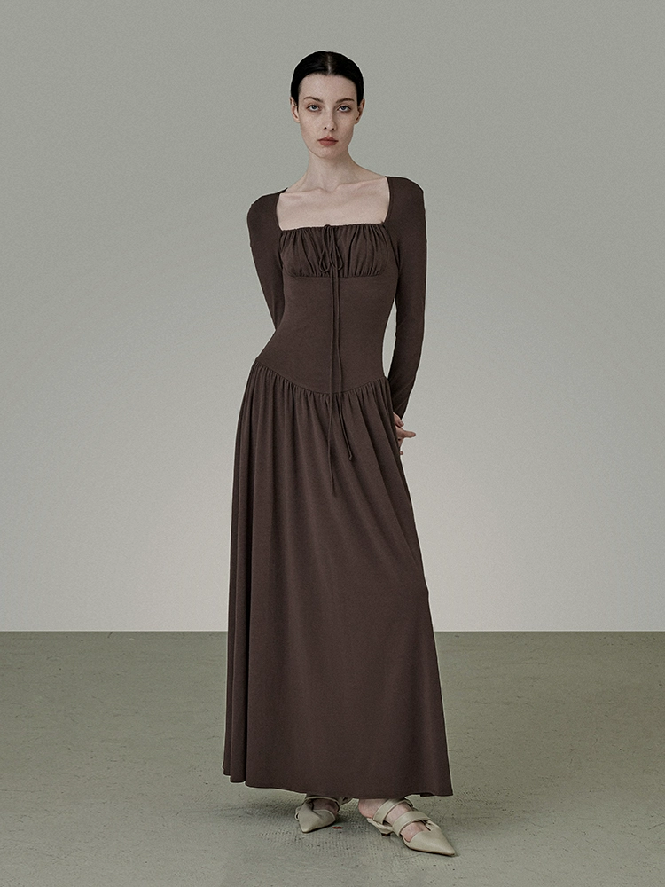 French knitted dress with a female collar