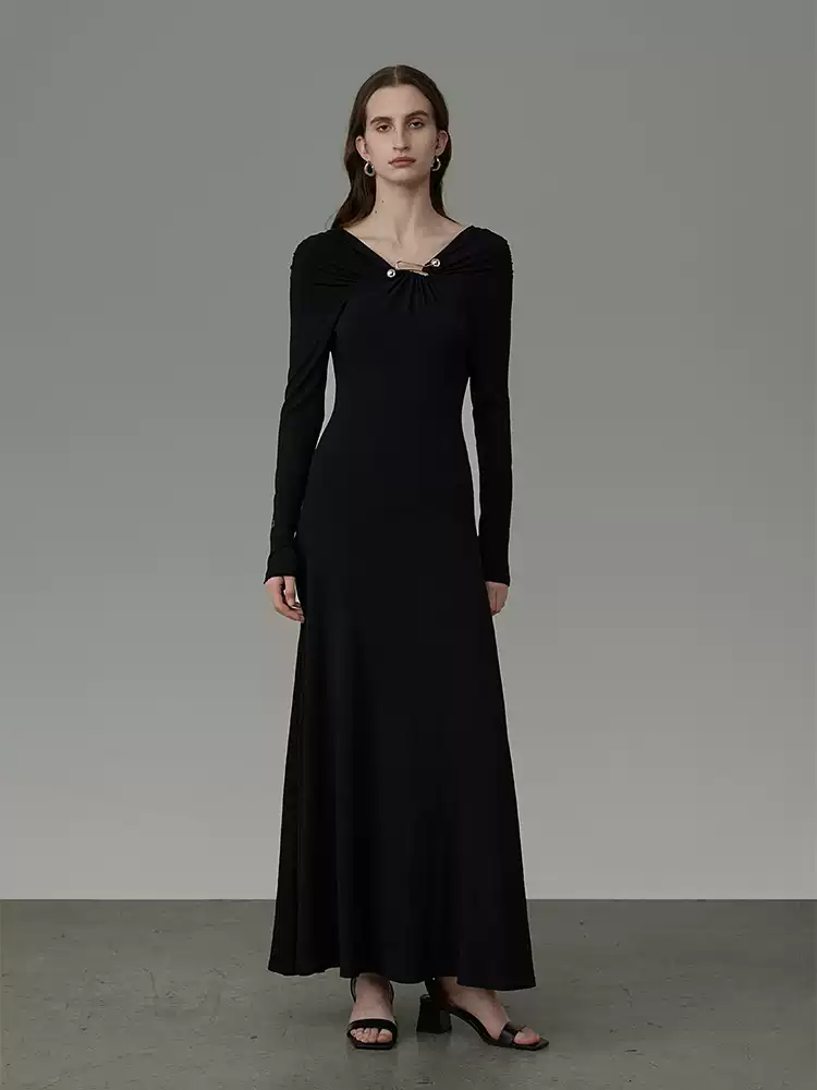 High-end, drape, and design-oriented, niche long dress