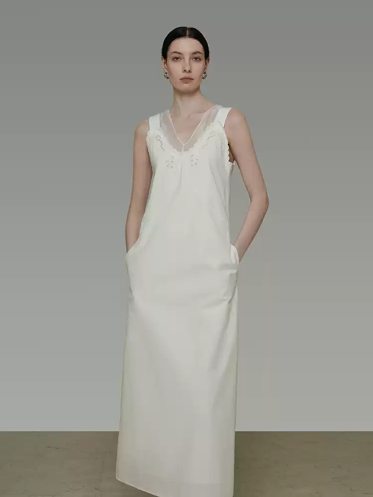 Two fake embroidered and hollowed-out dresses