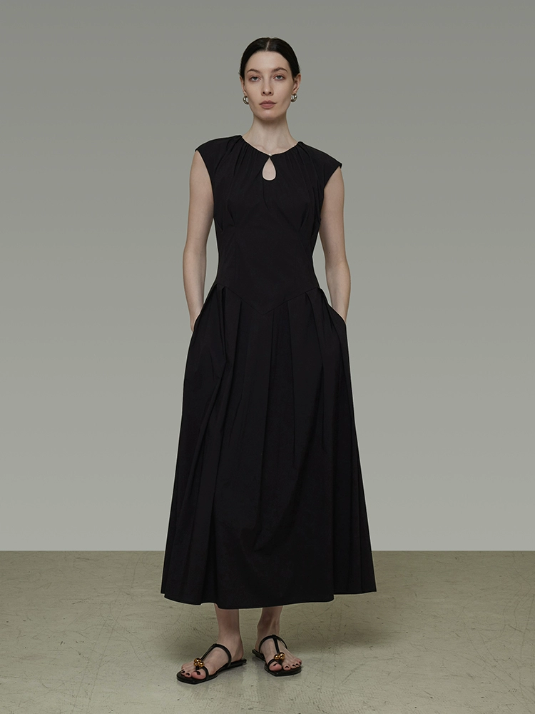 French design style waterdrop collar sleeveless dress