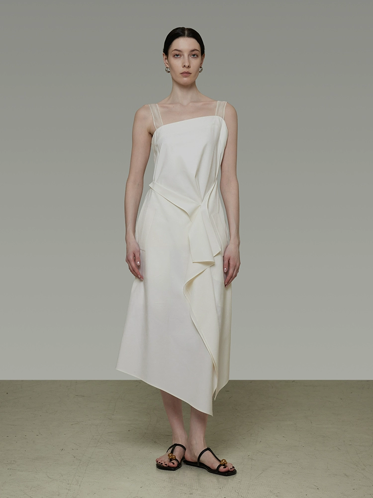 French irregularly hemmed halter dress