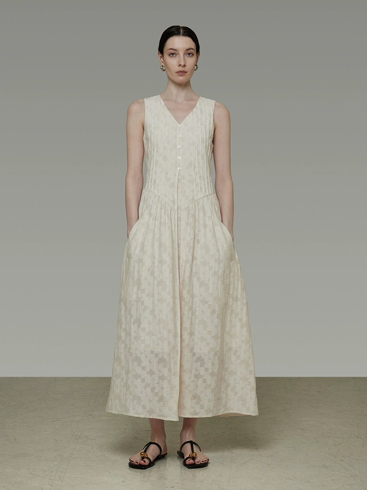 French cut-out double-sided jacquard dress for women