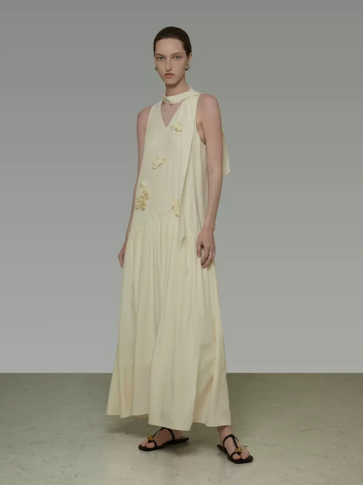 A design sense ribbon vest dress for women