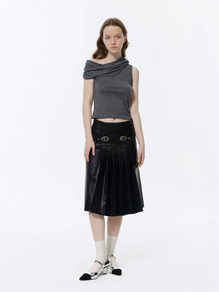 New A-line low-waisted pleated skirt