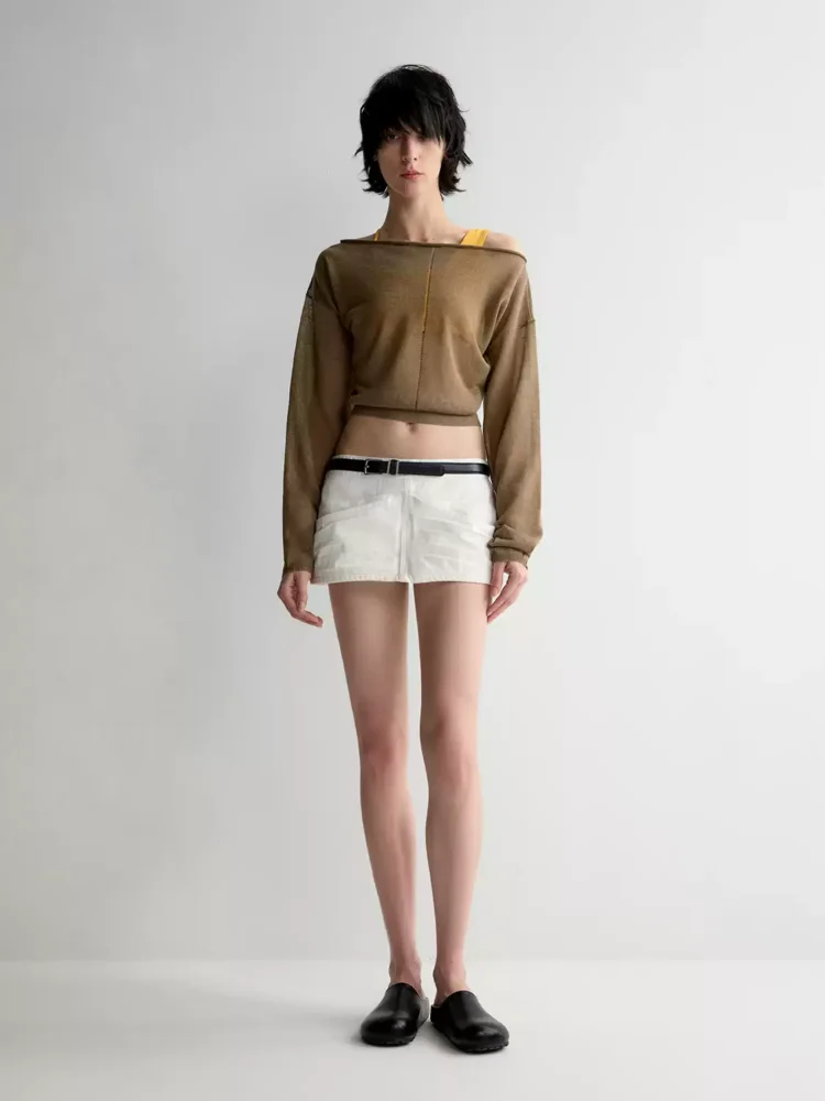 Pure cotton low-waisted slimming ultra-short skirt