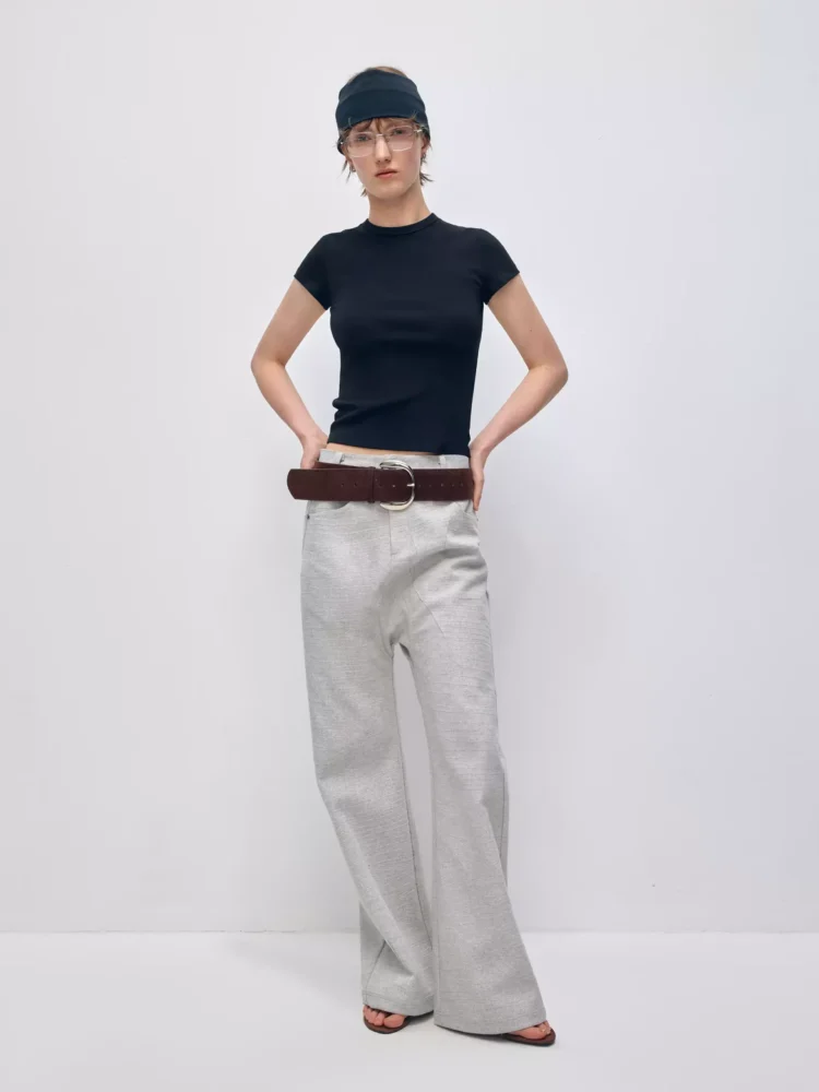Twill low-crotch casual straight-leg suit pants