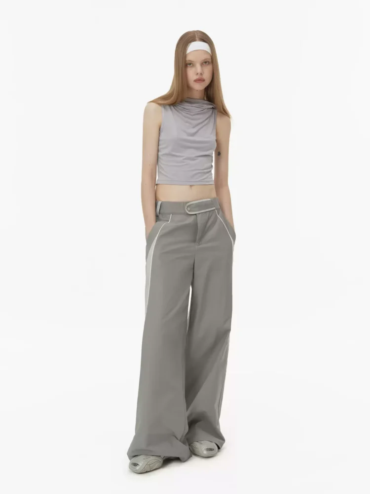Waist and toe deconstructed design casual pants