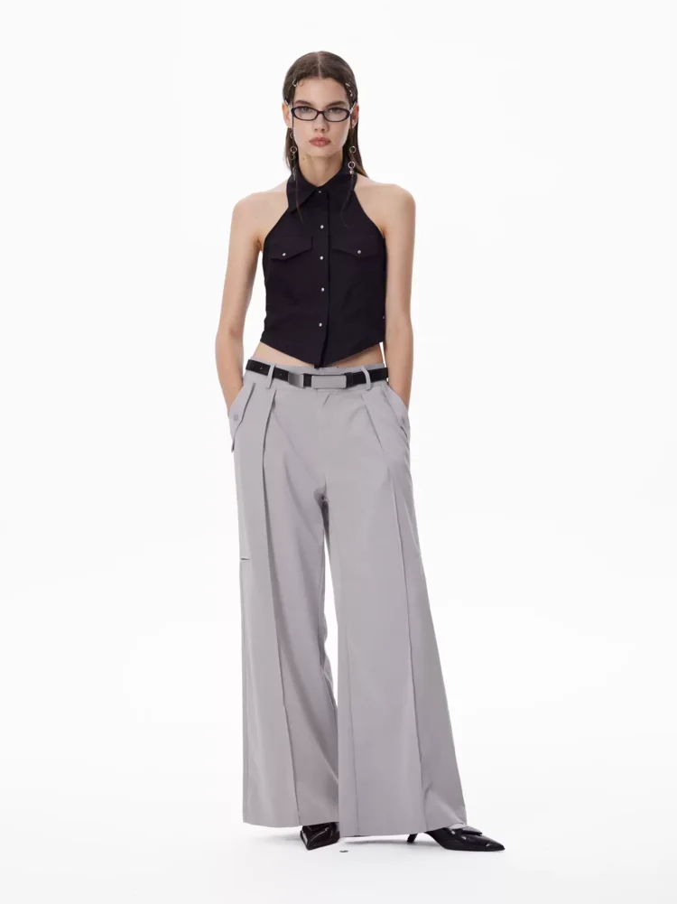 Ice-feel fabric suit pants