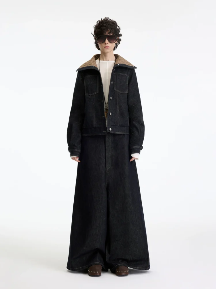 Original cow-colored flared denim culottes