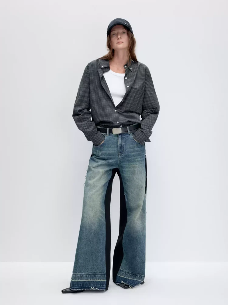 Blue-green retro classic checkered shirt