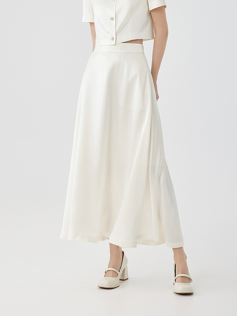 New White Moonlight A-line half skirt long dress