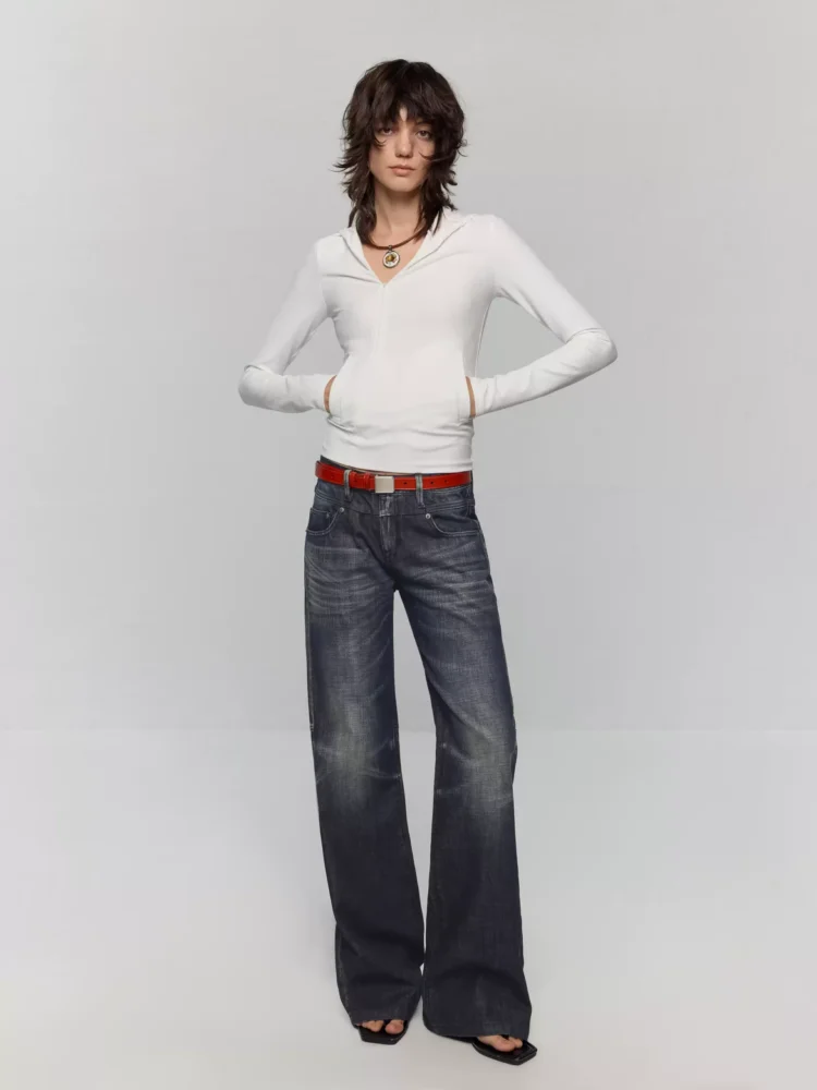 A hooded T-shirt with a striped base