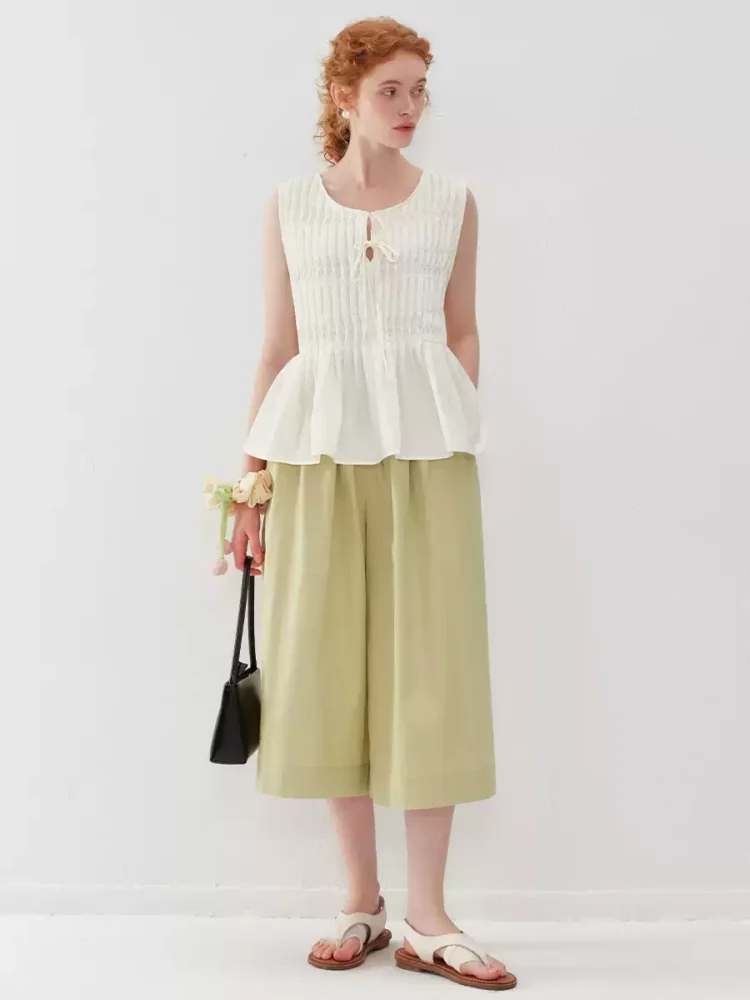 Vest wide-leg capri pants set