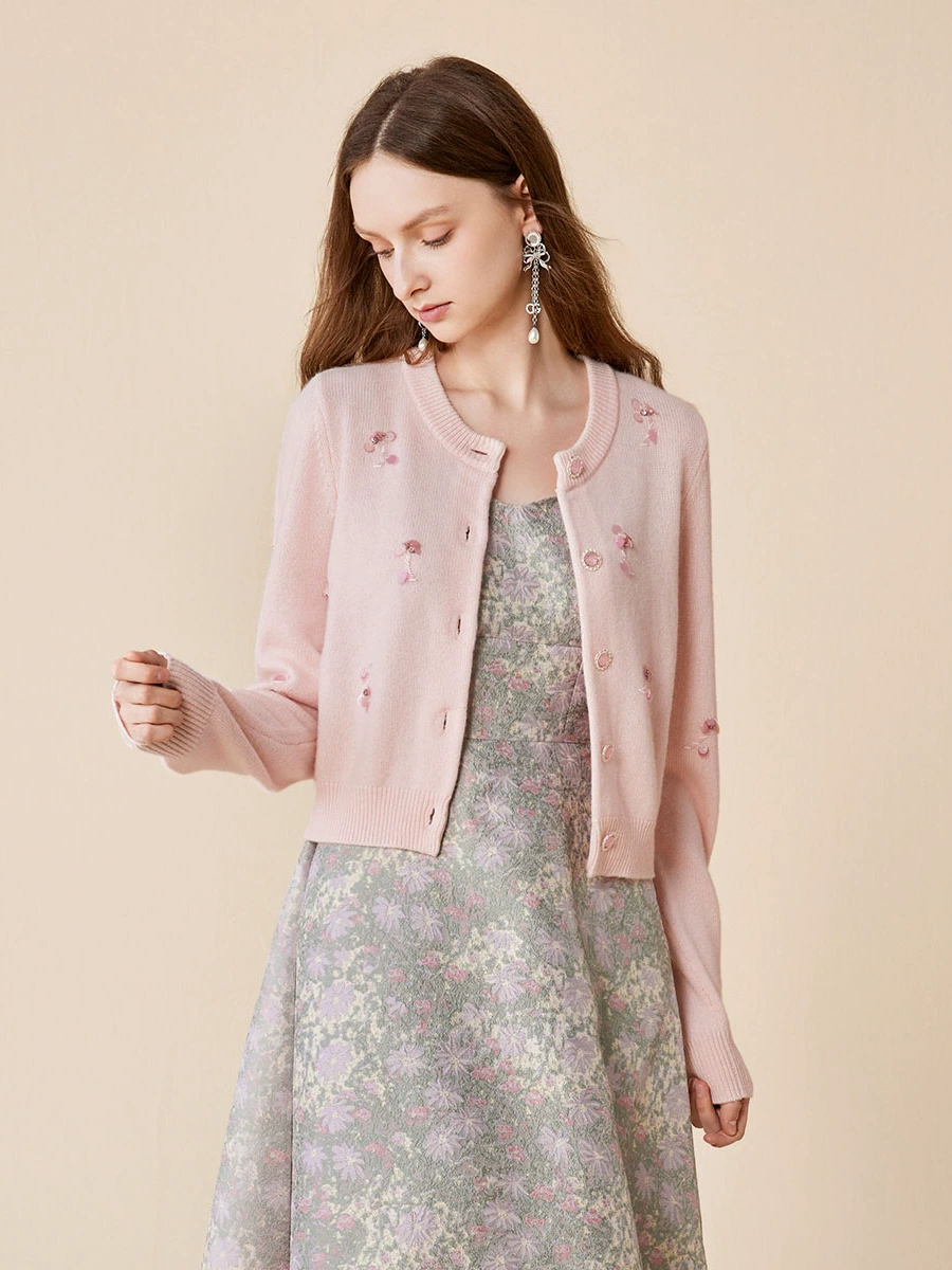 Gentle wool knitted coat cashmere cardigan