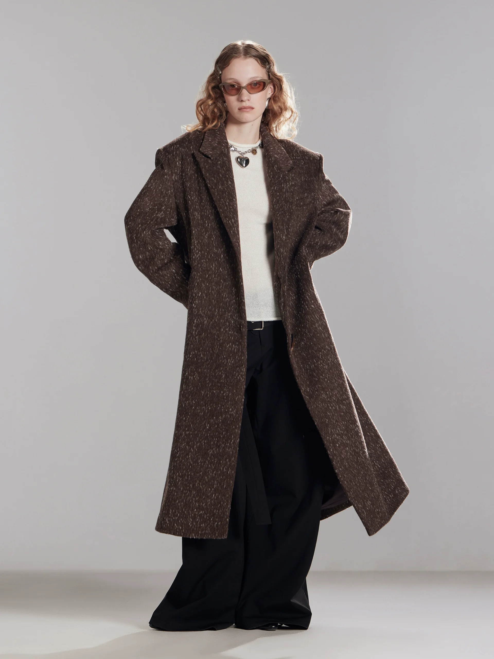 A high-end brown horn-buttoned coat