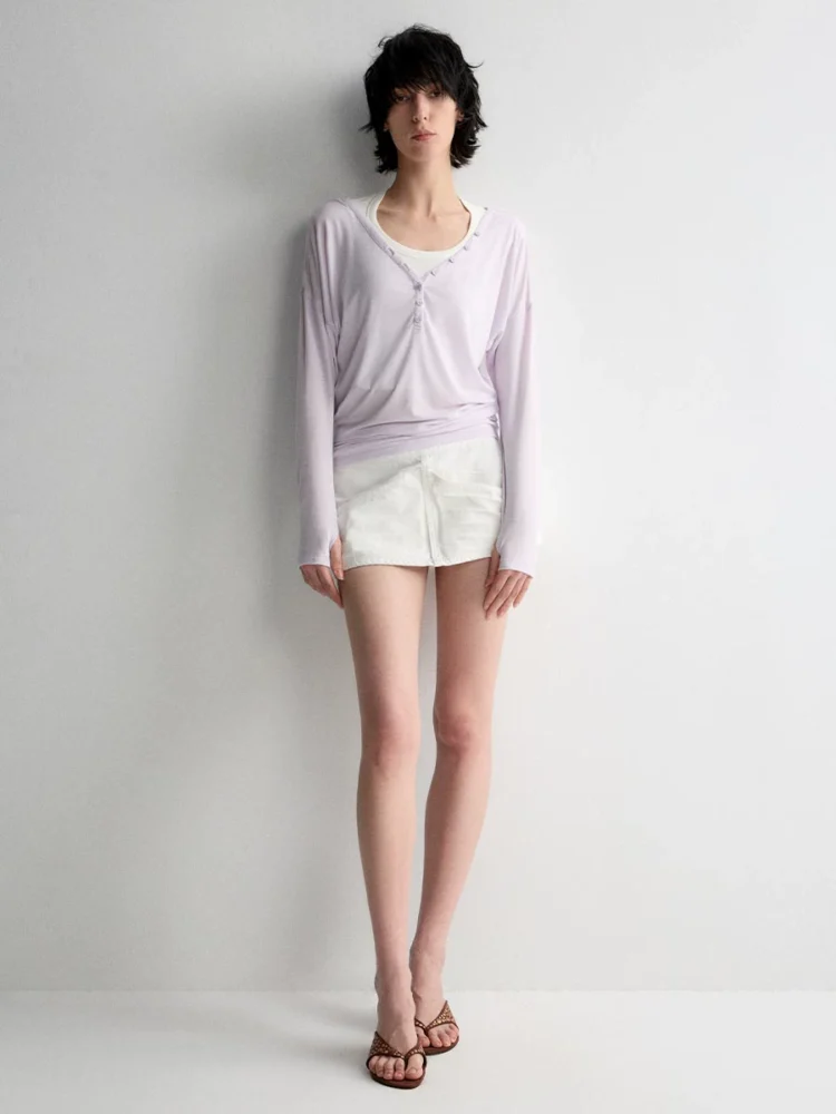 Autumn purple slimming T-shirt for women