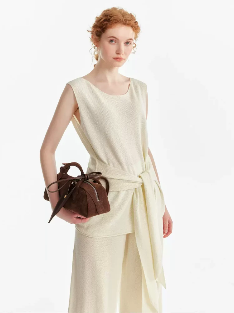 Vest floor-length pants knitted suit for women