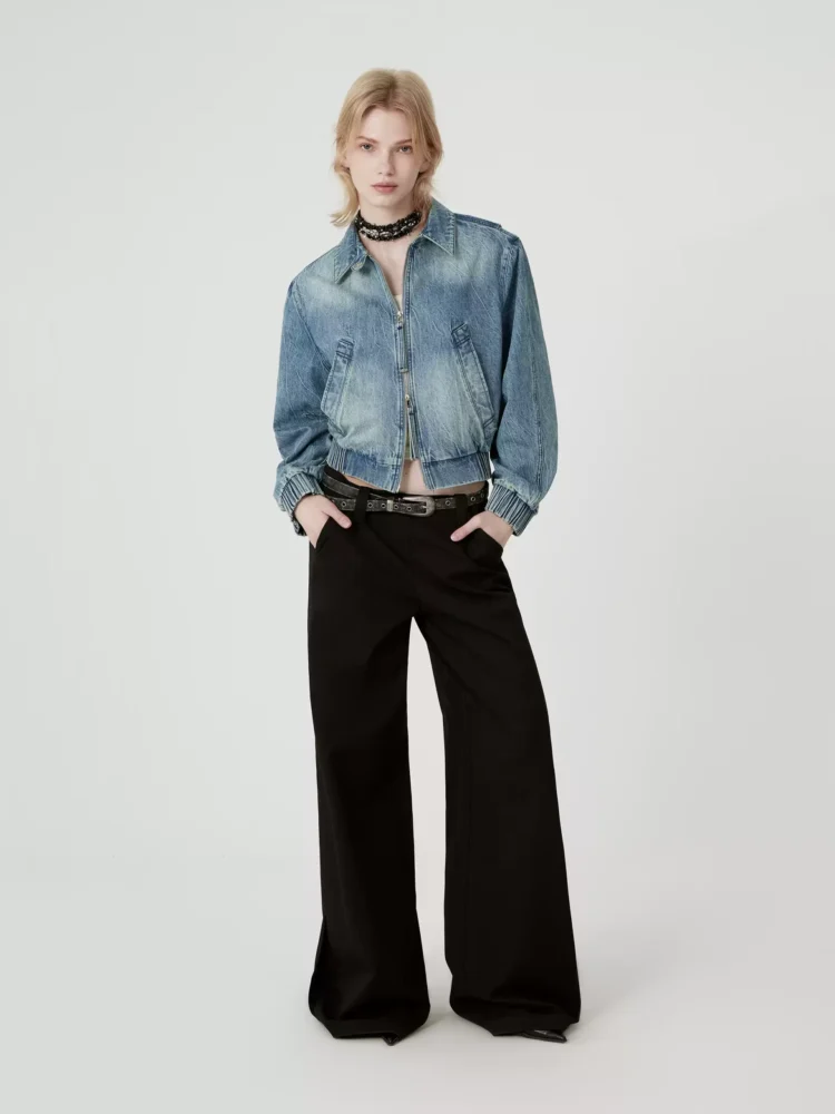 High street design style short lapel denim top