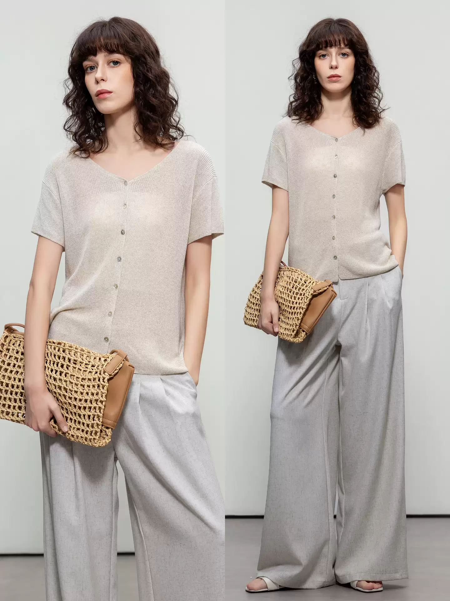 V-neck cardigan knitted female