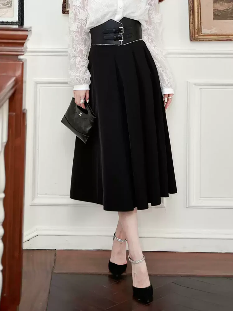 a design-sense waistband A-line skirt