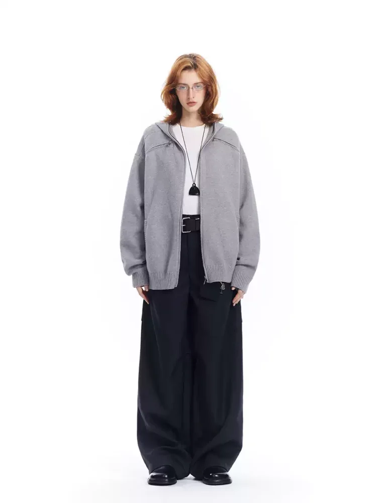 Grey deconstructed sweater cardigan woman