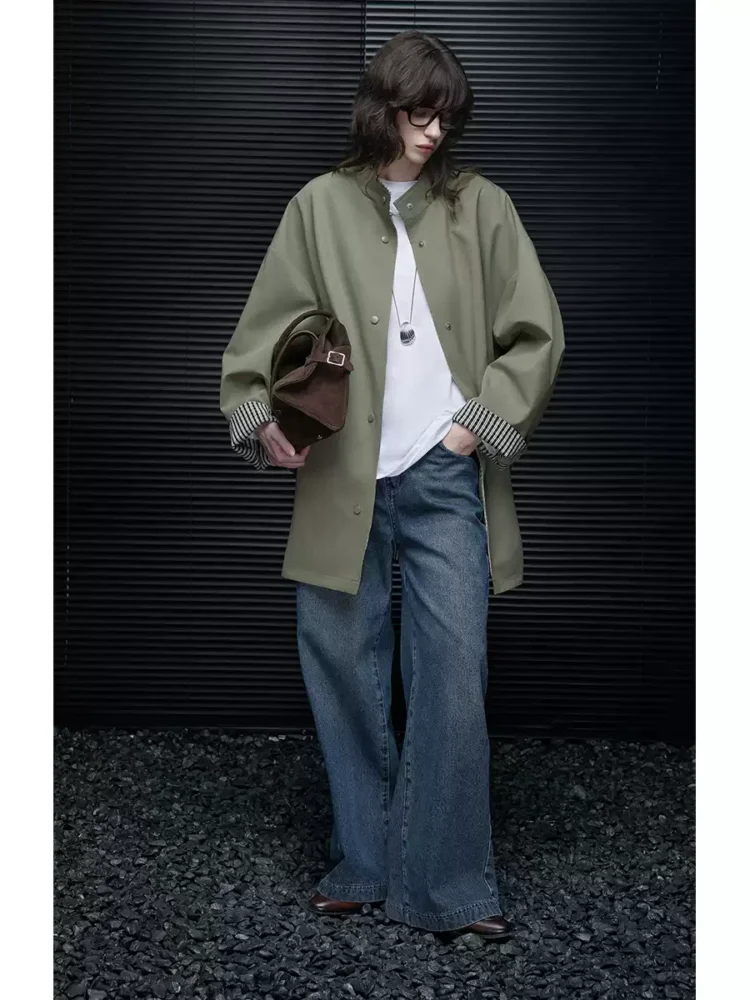 A long double-sided trench coat for women