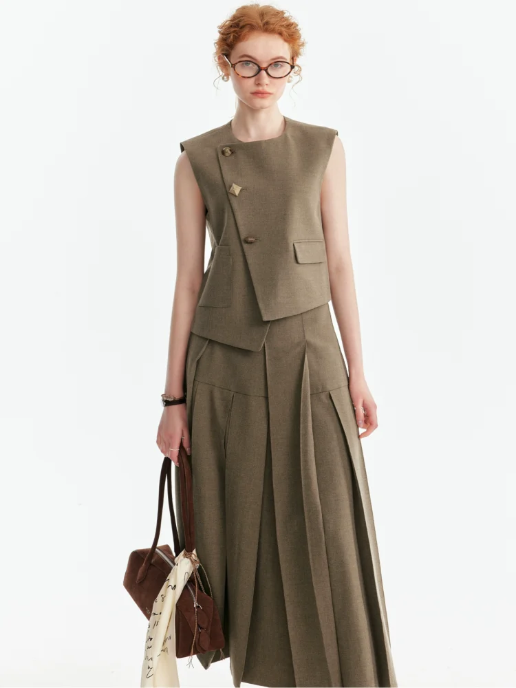 Retro chanel-style vest, half skirt set