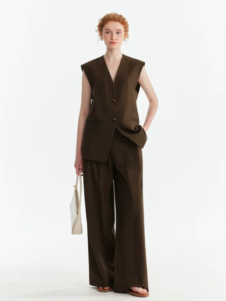 Ladies' collarless suit vest set