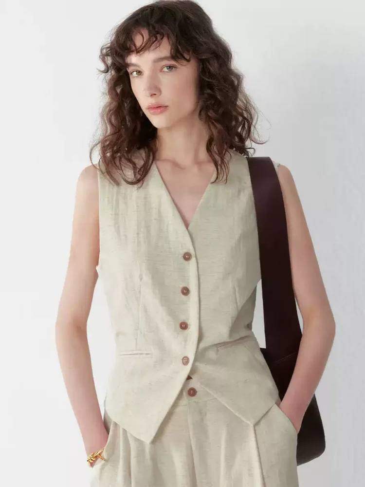 A two-piece set of women's waistcoat and trousers