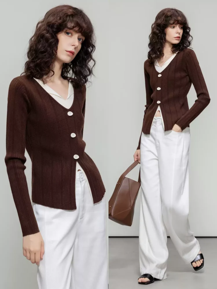 Two fake V-neck sweaters in contrasting colors