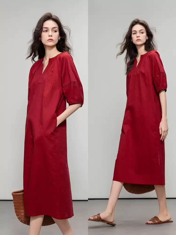 Loose mid-length straight dress
