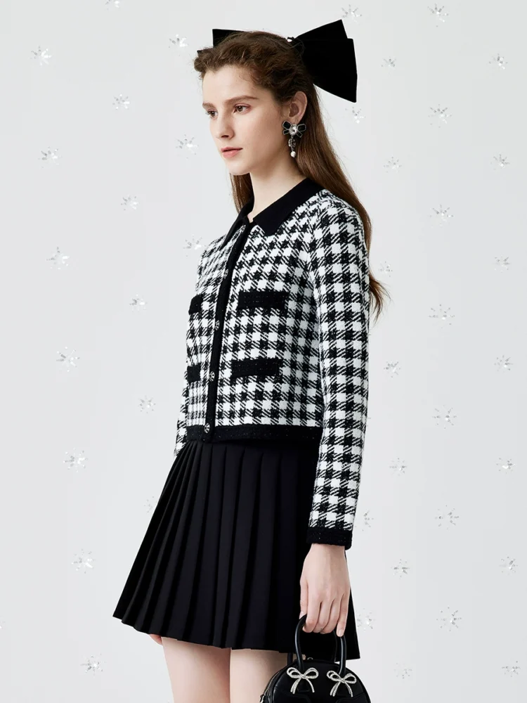 Checkered chanel-style short coat