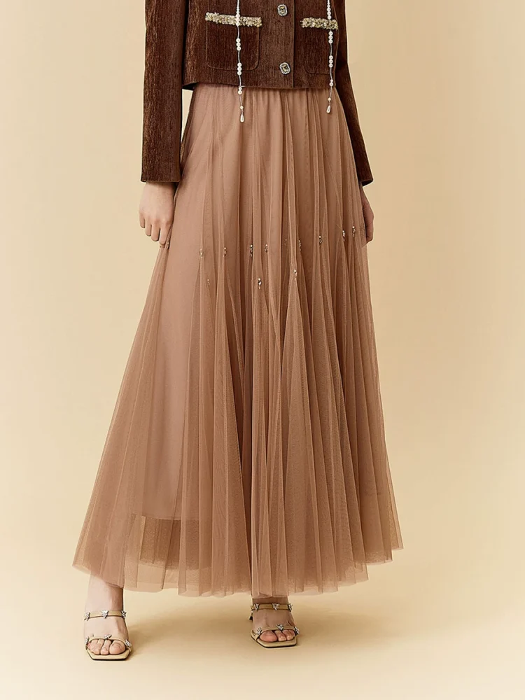 Pleated chiffon skirt long dress