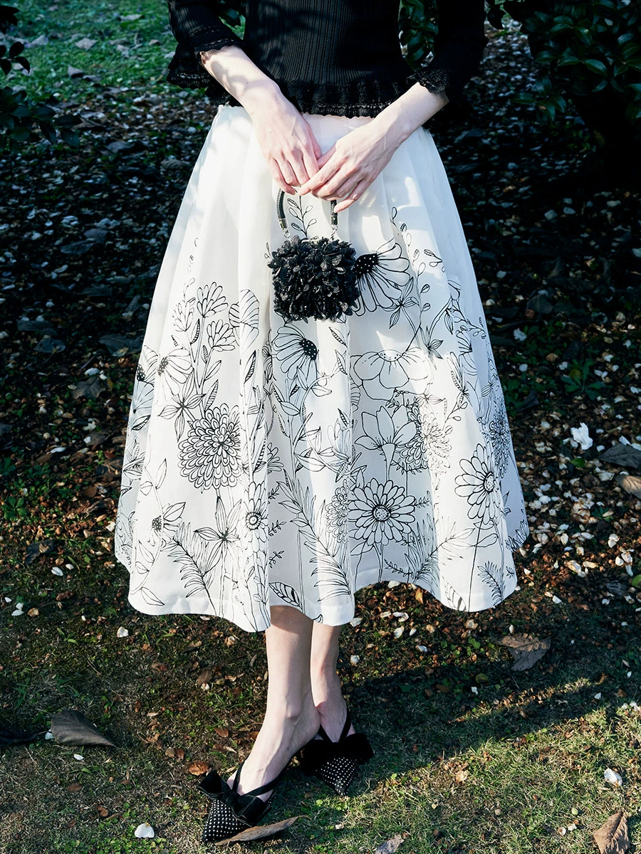 New noble rose A-line skirt